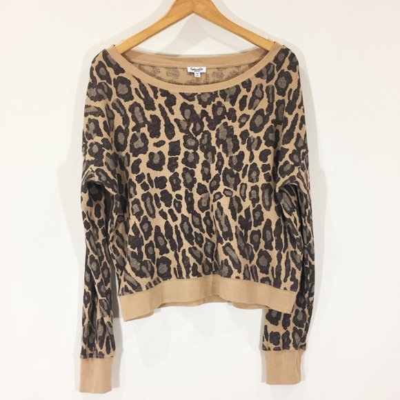 Splendid Long Sleeve Leopard Print Thermal T-Shirt - Picture 2 of 7